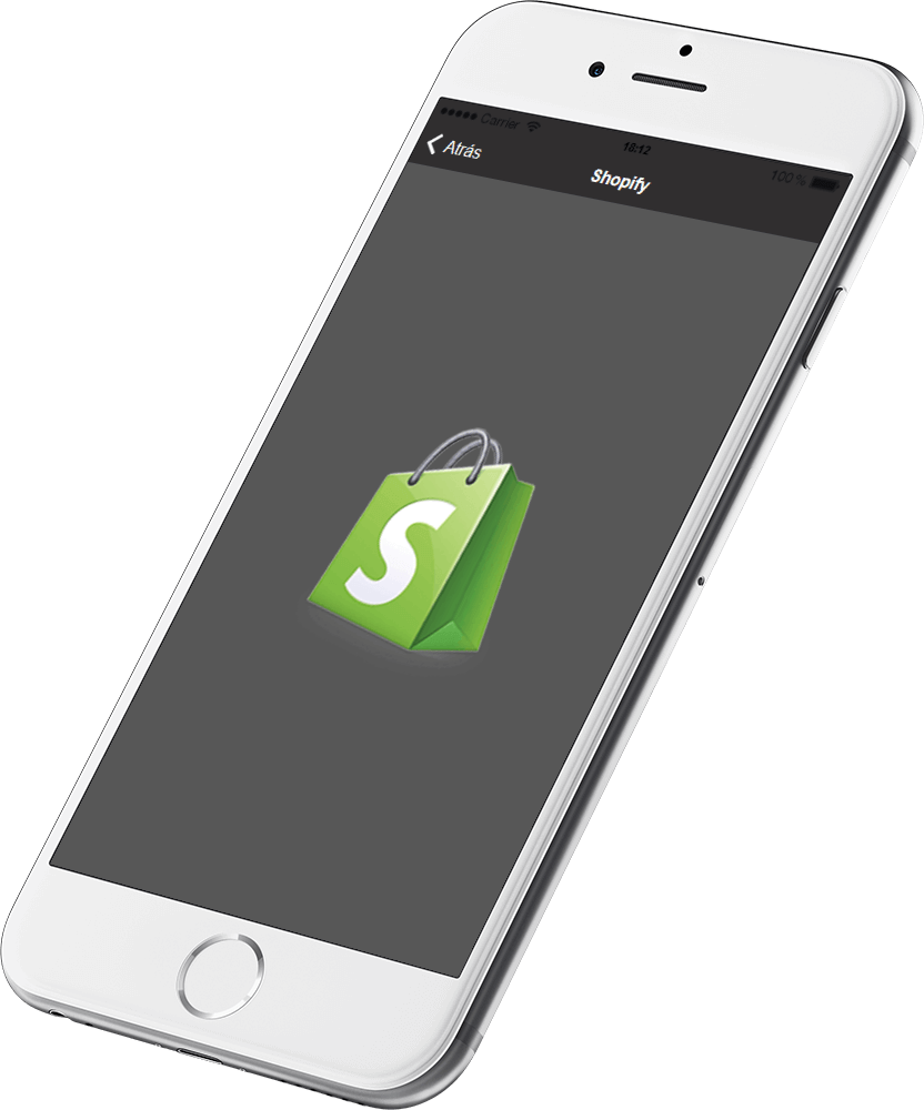 Función Conexión con Shopify  en su aplicación movil para ios y android